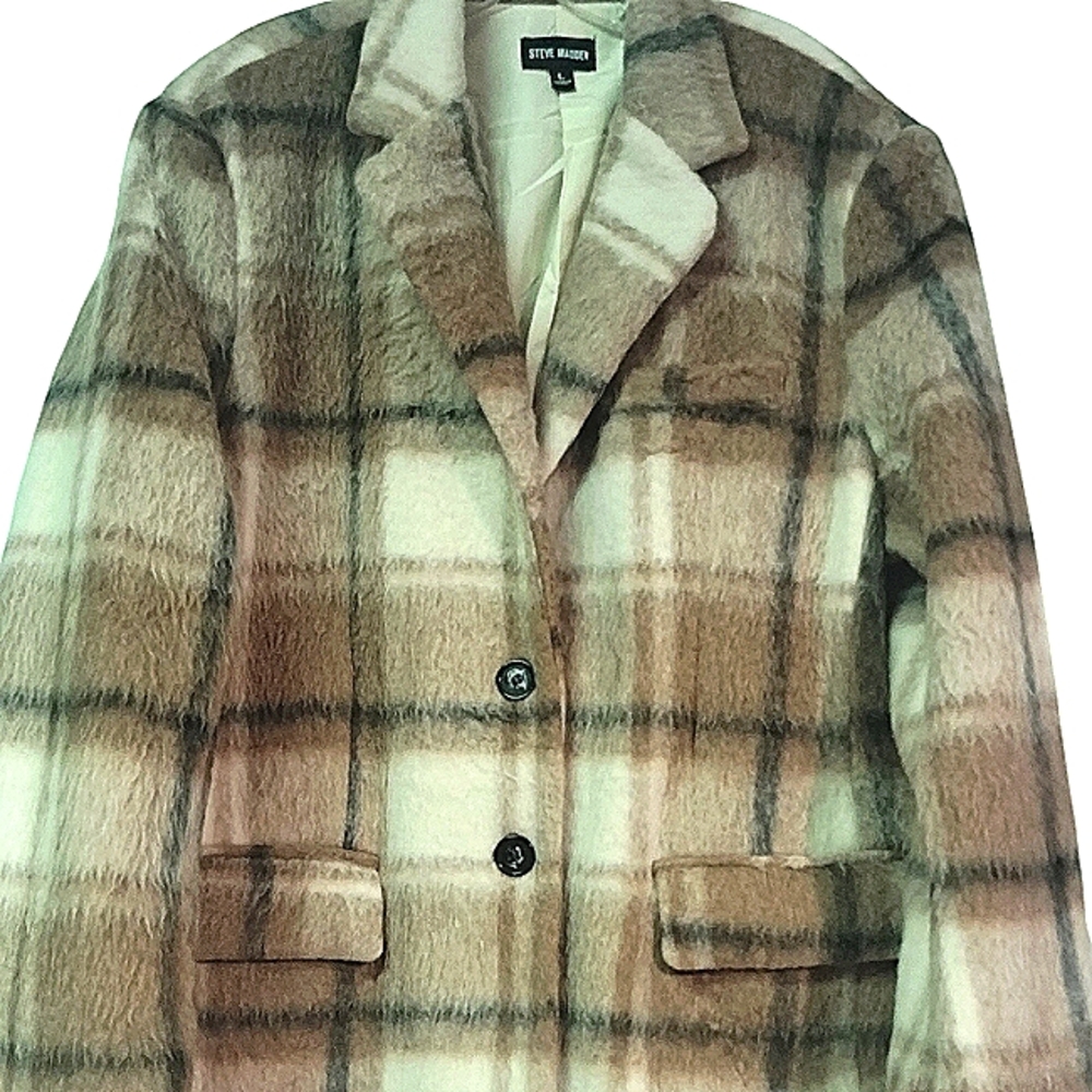 Steve Madden Large Plaid Nana Blazer Jacket/Coat